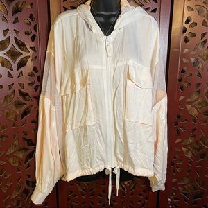 free people Peach cropped mesh hoodie jacket